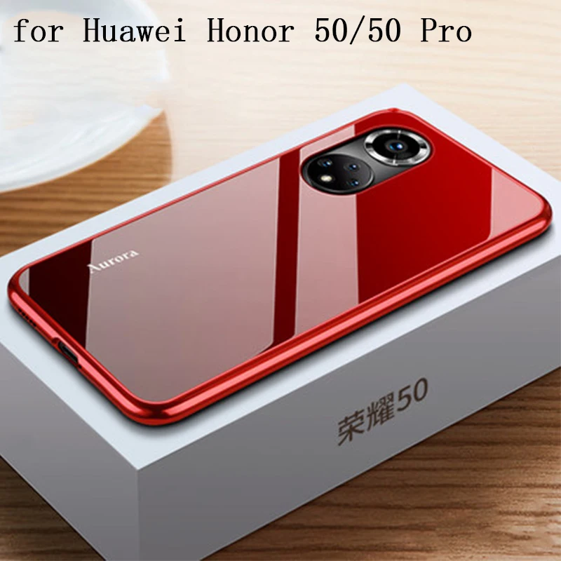 

Aluminum Alloy Metal Bumper Case Cover for Huawei Honor 50 Tempered Glass Back Shell Bag for Huawei Honor 50 Pro honor50pro skin