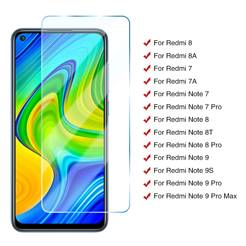 Закаленное стекло 9H для Xiaomi Redmi 8 8A 7 7A защитная пленка экрана Note 9S 8T 9 Pro Max