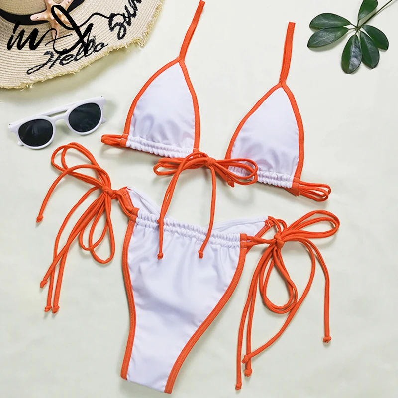 

Бразильское бикини In-X, женский купальник в стиле пэчворк, треугольные женские купальники, женский купальник-стринги, микро купальный костю...