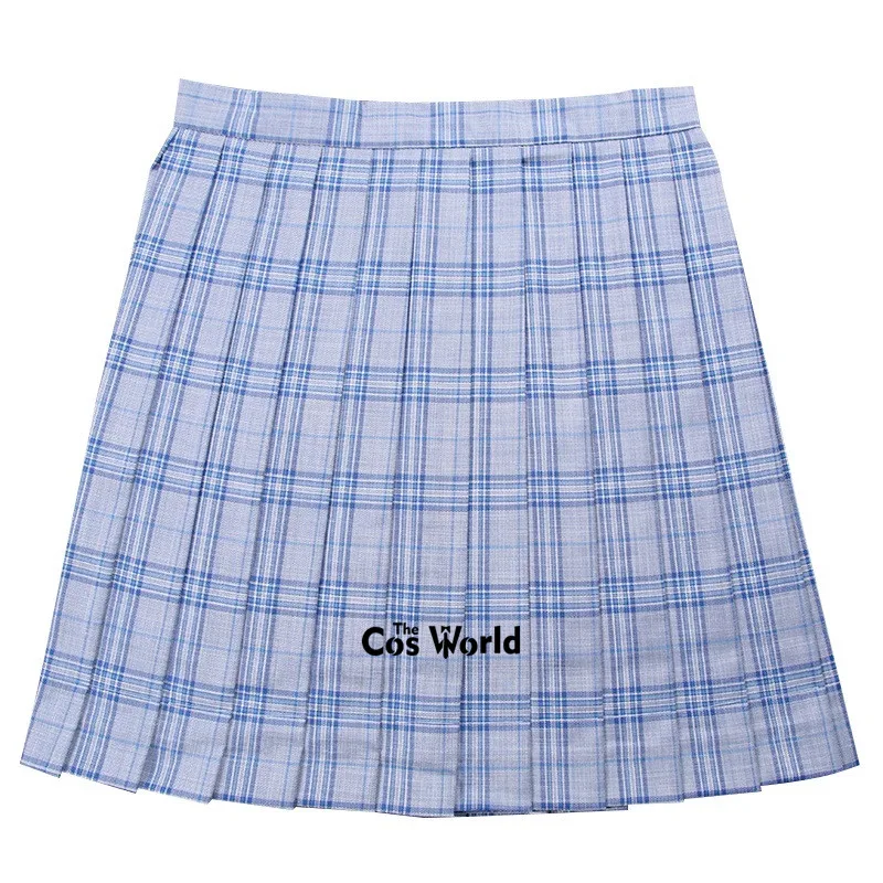 

[Glass Blue White] Girl's Women's Japanese Summer High Waist Pleated Plaid Skirts For JK School Uniform Students Cloths