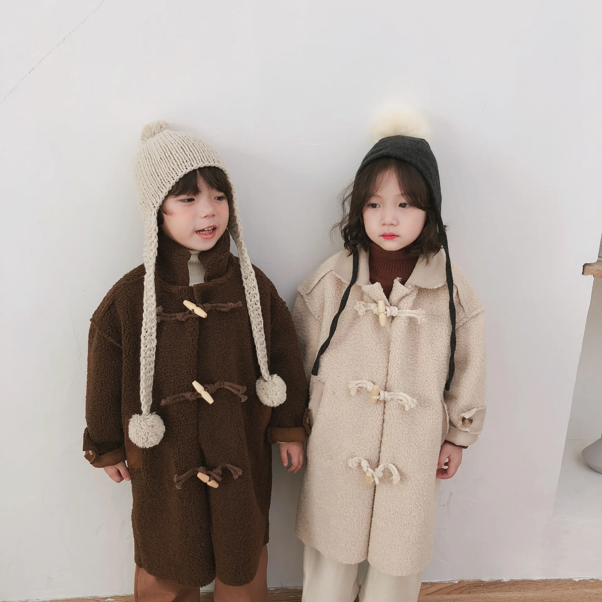 Осенне зимнее меховое пальто для мальчиков и девочек длинное свободная теплая