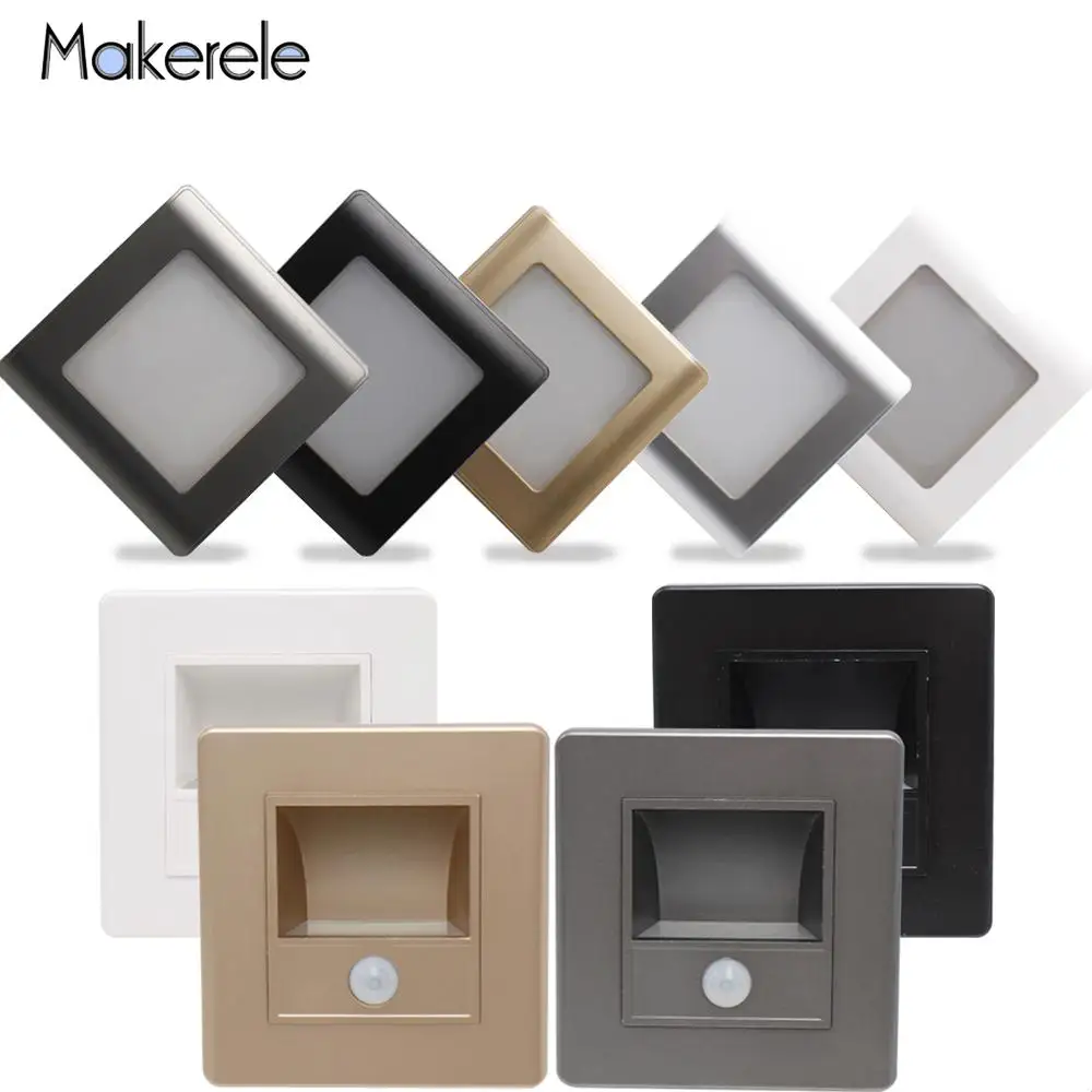 

16A 86 Type Led Stair Light Lamp Wall Footlights Switch Human Body Sensor Lamp Plastic Panel Induction Floor Lamp