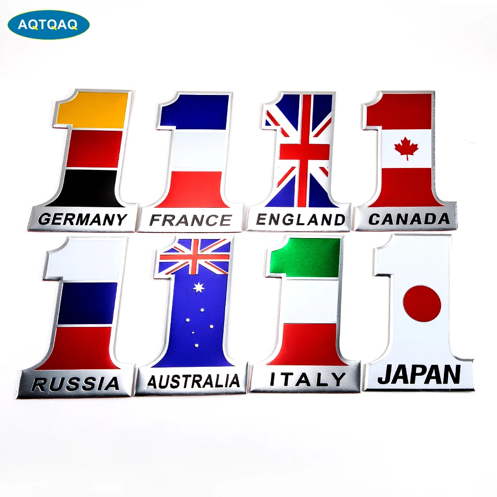 

1Pcs No.1 3D Alloy Car Sticker National Flag Emblem Car Stickers Decals Accessories
