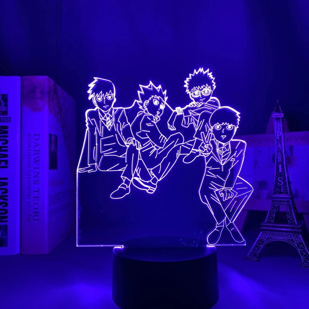 

3d Led Lamp Anime Mob Psycho 100 Group for Bedroom Decorative Nightlight Birthday Gift Table Lamp Acrylic Led Night Light Manga