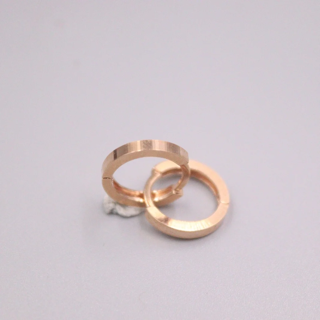 

Real 18K Rose Gold Earrings For Women Square Lace Real Gold Hoop Earrings 13mmDia Gift Small Circle Gift