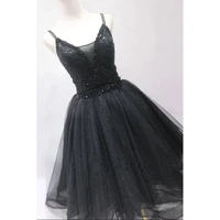 sexy black backless shining ball gown prom dress layers tulle party dress beading on the top