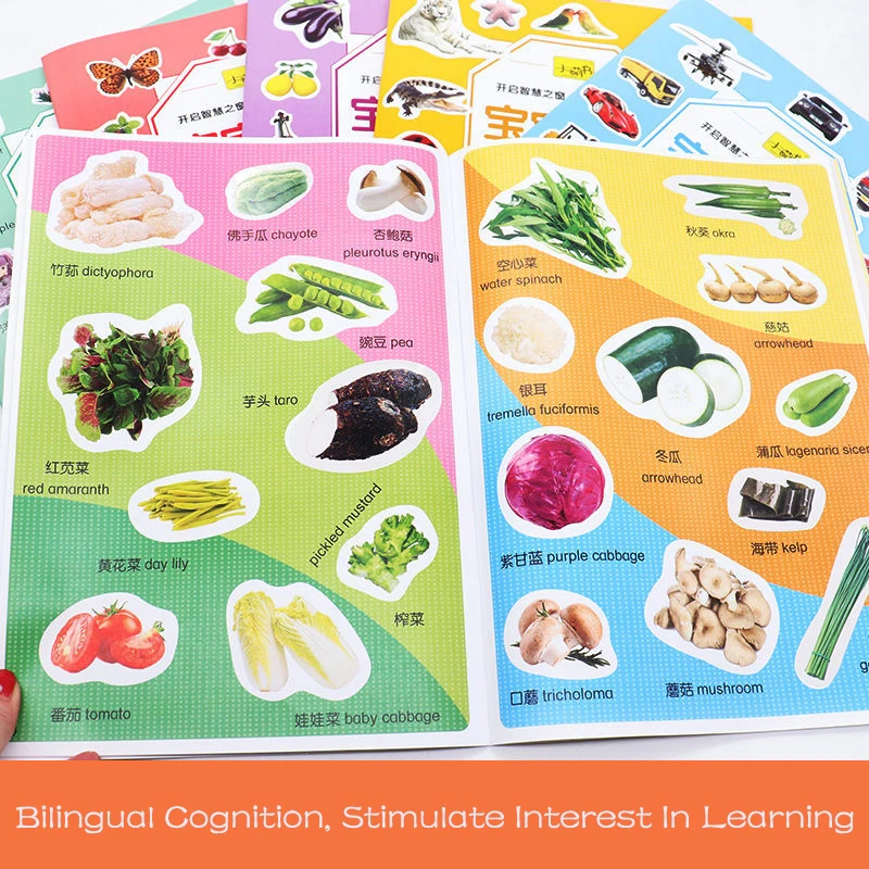 

6 Books Sticker Bilingual Cognition Book Children's Early Education Click To Read Picture English Original Story Book Sticker