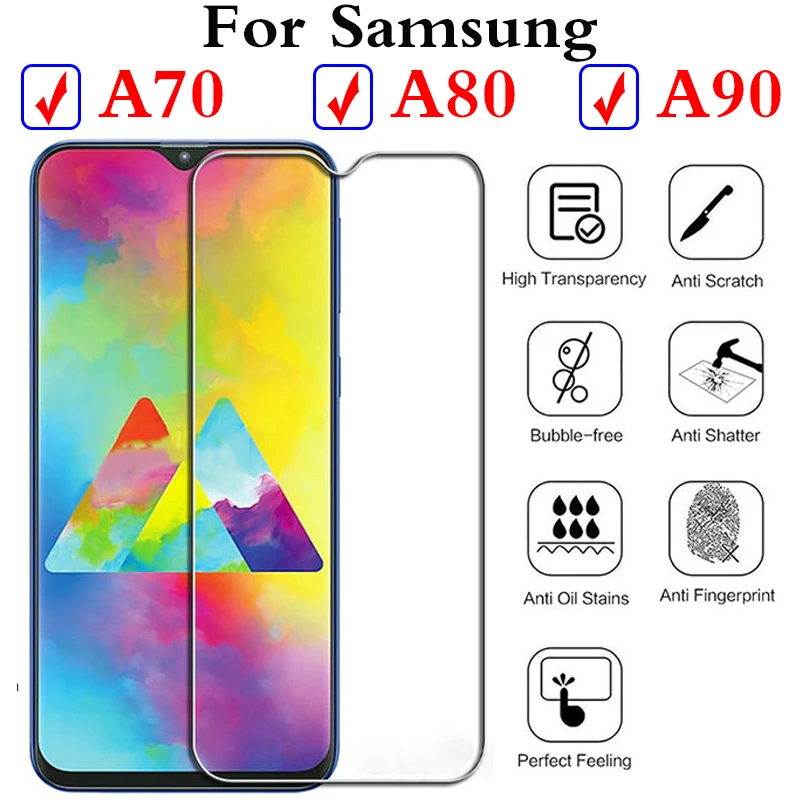 Закаленное стекло для Samsung Galaxy A70 A80 A90 закаленное 70 90 A8 a9 a6 plus 2018|Защитные стёкла и