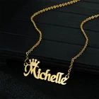 Стильное модное ожерелье из 18-каратного золота с именем на заказ, ювелирные изделия из нержавеющей стали, изысканная табличка с гравировкой, цепочка до ключиц