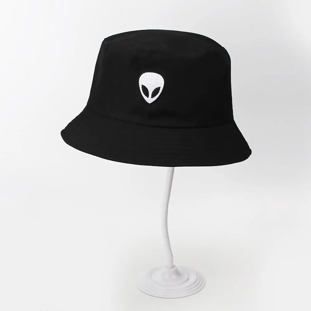 

New Aliens Embroidery Foldable Bucket Hats for Women Beach Sun Hat Bob Caps for Men Summer Bonnet Femme Sombreros De Sol 2021