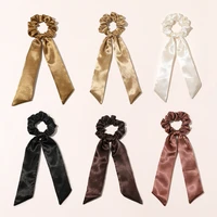 multi color tie dye vintage satin scarf bow elastic hair band women girls simple hair ring rubber band ponytail tie scrunchies