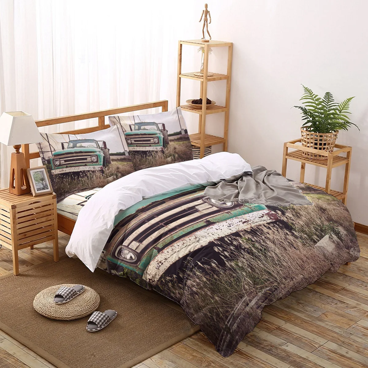 

Античный автомобиль Ретро грузовик Луг пододеяльник комплекты модные постельное белье печати пододеяльник постельное белье королева, Раз...