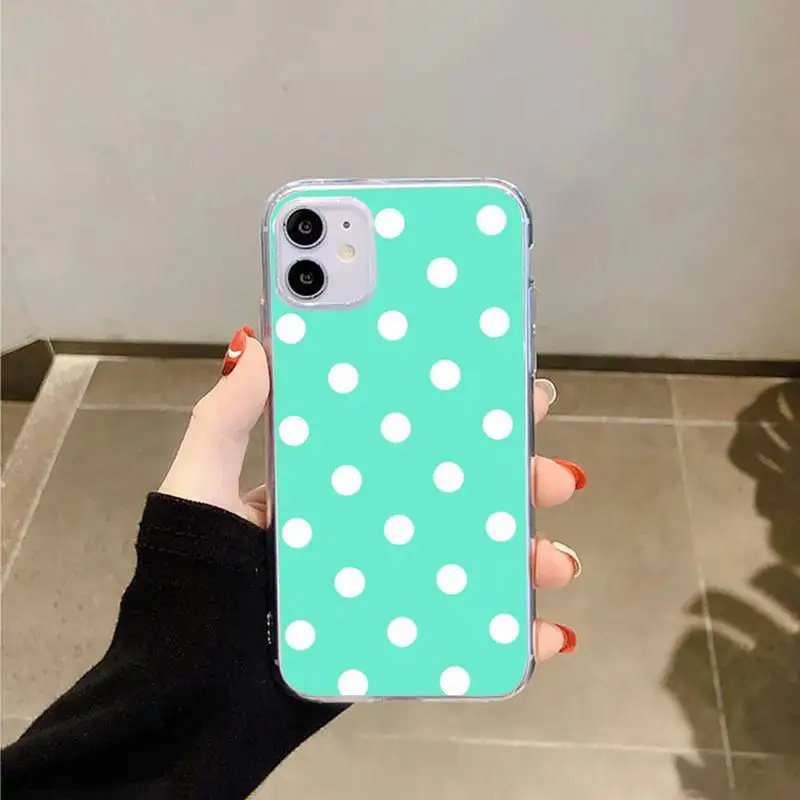 

Polka dots pattern Phone Case Transparent for iPhone 6 7 8 11 12 s mini pro X XS XR MAX Plus