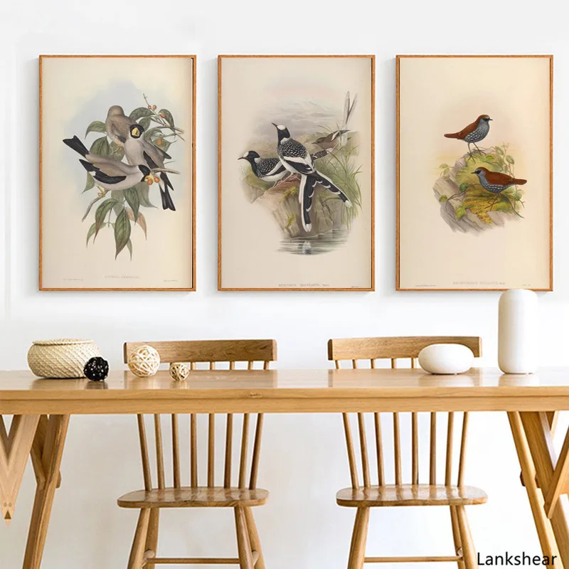 Ретро птица холст живопись плакаты и печати животных картинки пейзажное искусство для домашнего декора в гостиной.