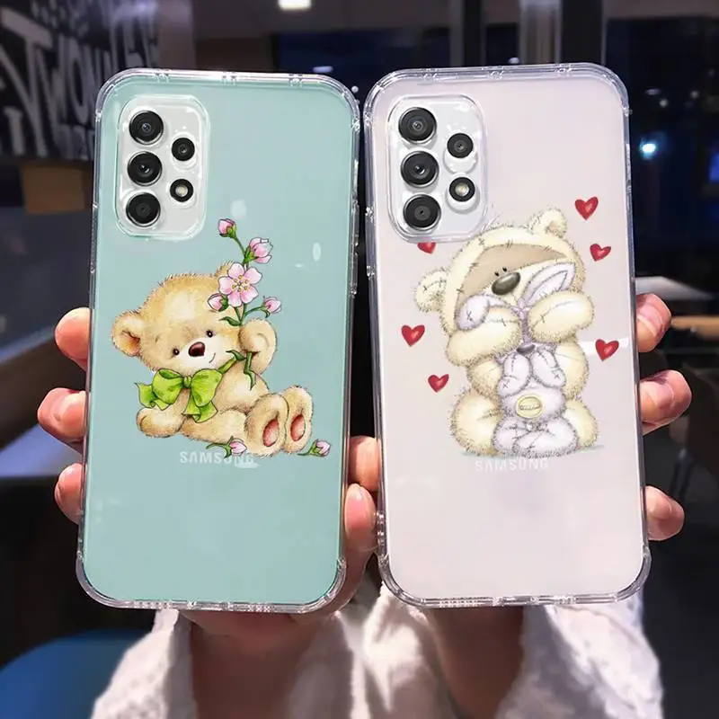 

Teddy Bear cute cartoon Phone Case Transparent For Samsung Galaxy A S 8 9 10 12 20 21 40 50 52 51 70 71 2019 fe 5g ultra plus