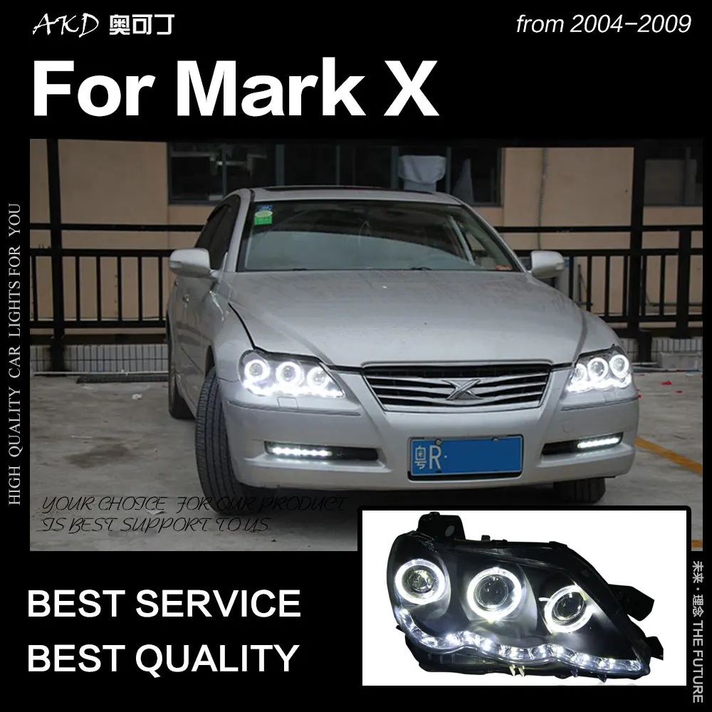 AKD Car Styling for Toyota Mark X Headlights 2004-2009 Reiz LED Headlight DRL Hid Head Lamp Angel Eye Bi Xenon Beam Accessories |