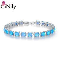 cinily created blue white fire opal silver plated wholesale hot sell jewelry for women engagement chain bracelet 8 os435 36