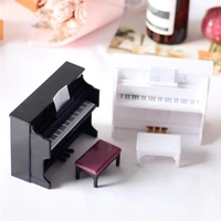 3pcsset creative mini grand piano miniature piano with stool diy handmade dollhouse miniatures for home