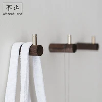 lzsm nordic hook black walnut brass coat hook single hook bathroom wall solid wood decorative hook japanese pure copper hook