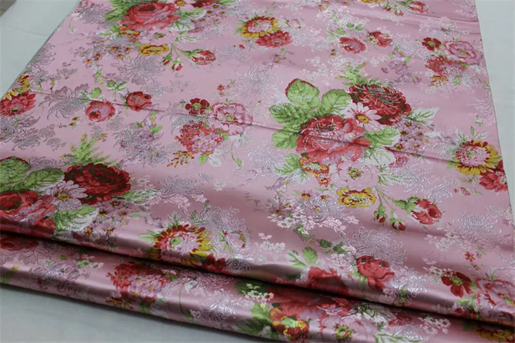 CF213 1 ярд фиолетовый пион китайский свадебное платье невесты ткань Cheongsam ткань фестиваль жаккардовые парчи DIY Ткань для шитья