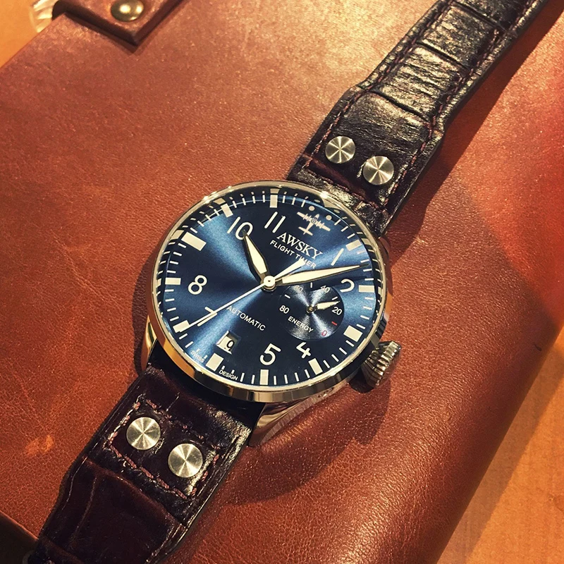 

Fashion Stainless Steel Automatic Pilot Men's Watches Sapphire Crystal 50m WaterProof Luxury Mechanical Wristwatch For Men Male