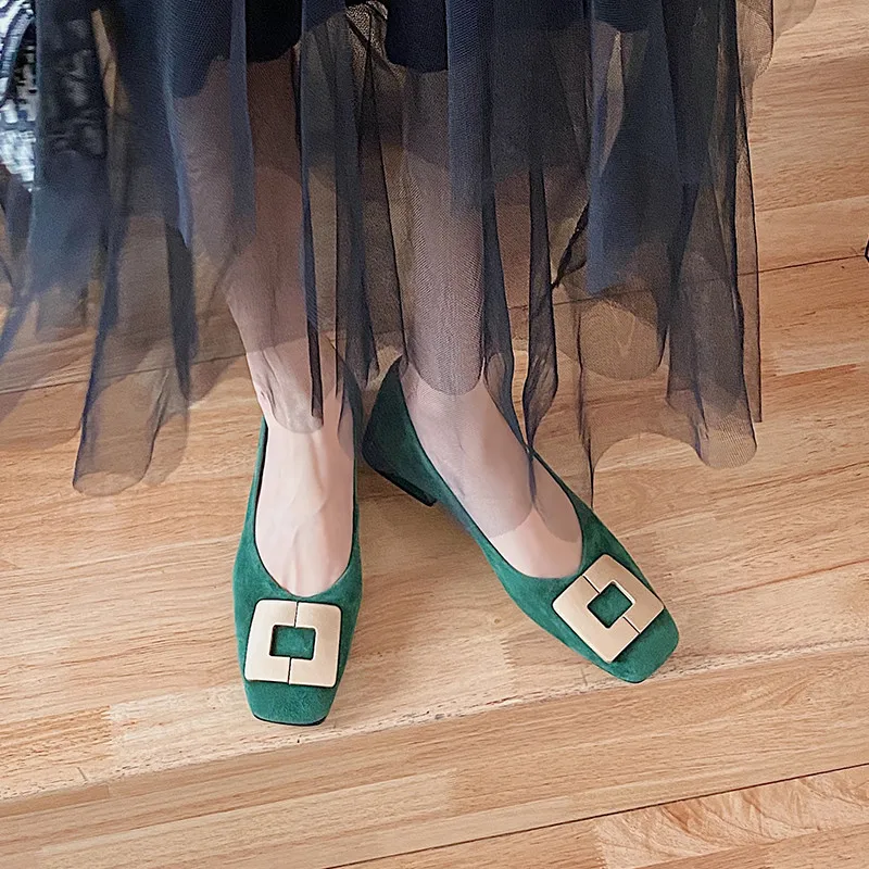 

FEDONAS Vintage Shallow Women's Shoes Suede Leather Square Toe Thick Heels Pumps Top 2021 Newest Dancing Working Shoes Woman