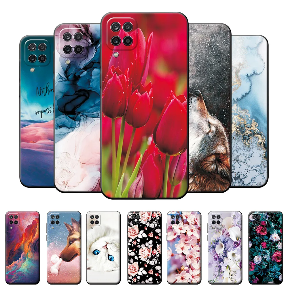 

For Samsung A12 Case Samsung A12 Bumper 6.5 inch Soft TPU Silicone Cover For Samsung A12 Case Cartoon Flower Back Cover Coque