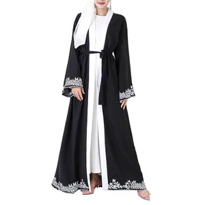 Women abaya Muslim Dress luxury Embroidery long sleeve dress muslim opened abaya black bell sleevekimono long front open