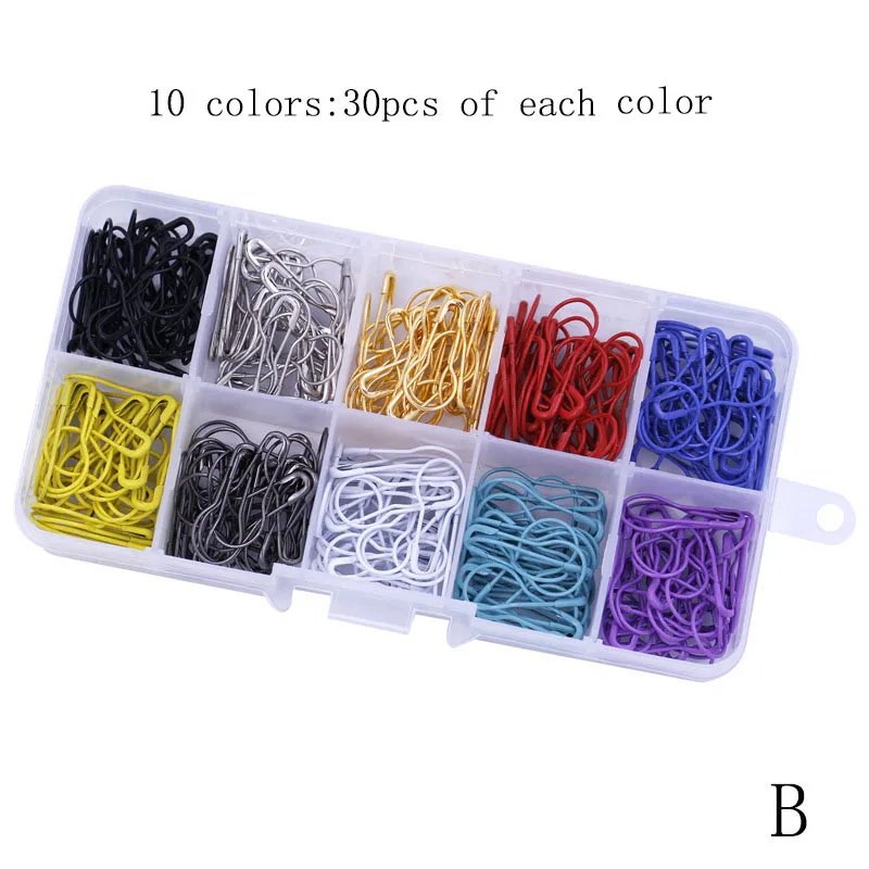 300pcs/Box Multi Color Gourd Shape Safety Pins Metal Clips For Knitting Stitch Marker Tag Pin DIY Craft Sewing Accessories | Дом и сад