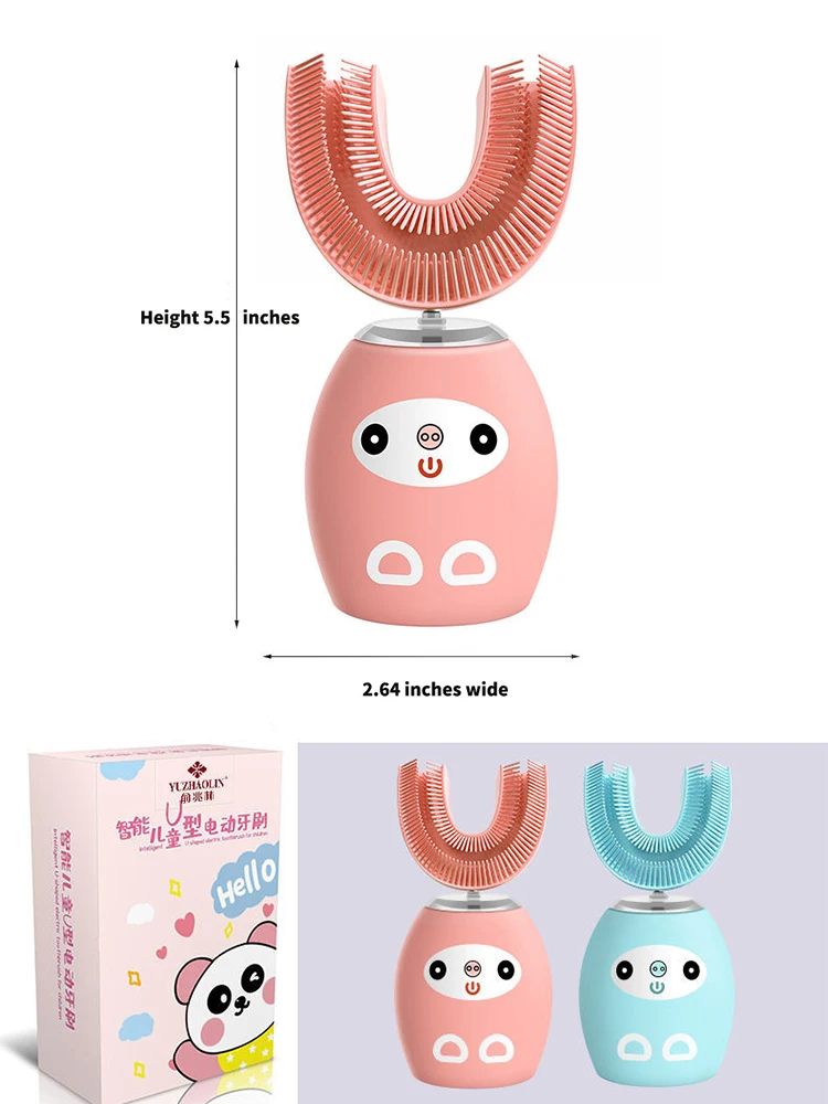 

Children Ultrasonic Electric Toothbrush Silicone U Sonic Tooth Brush Head Intellige Speech Sound 36O clean IPX8 Waterproof Teeth