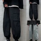 Брюки мужские Фланелевые, повседневные, для фитнеса, в стиле хип-хоп, с завязками и карманами, модная одежда