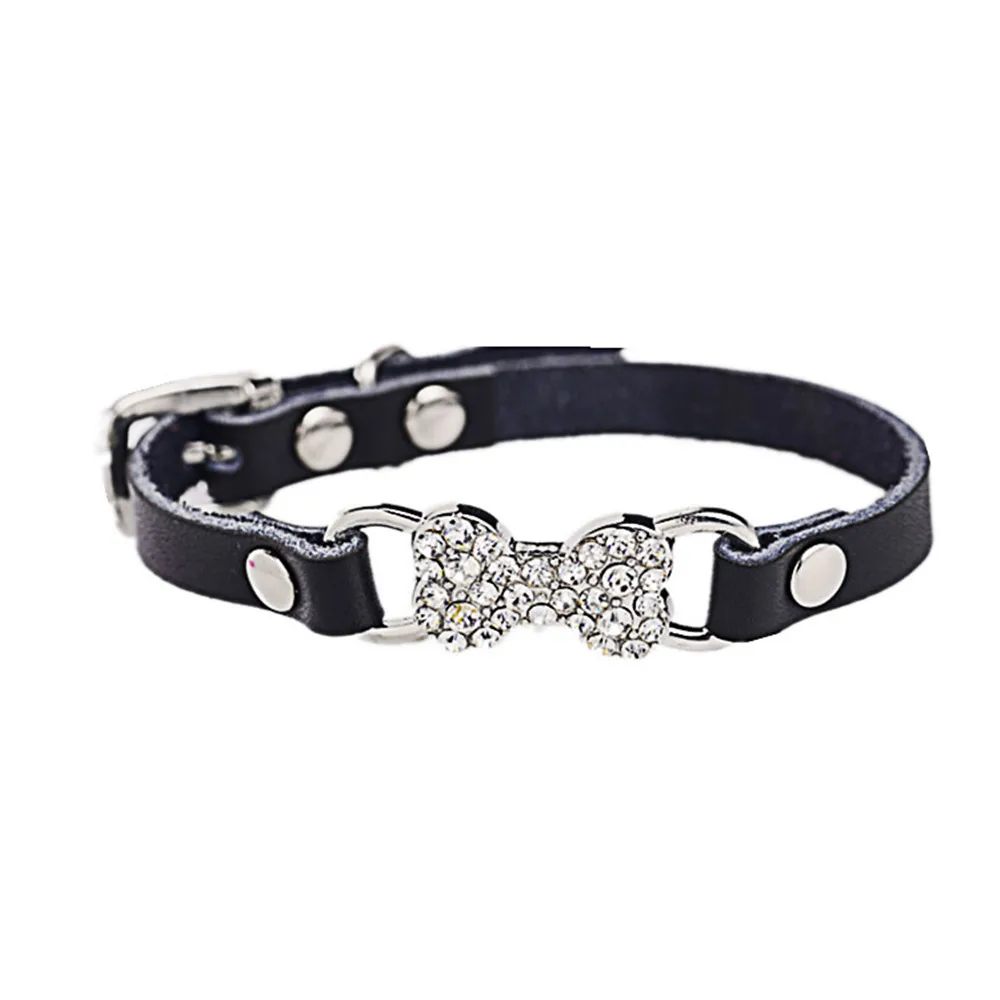 Ошейник для собак ошейник кожаный с блестящими кристаллами и сердечками
