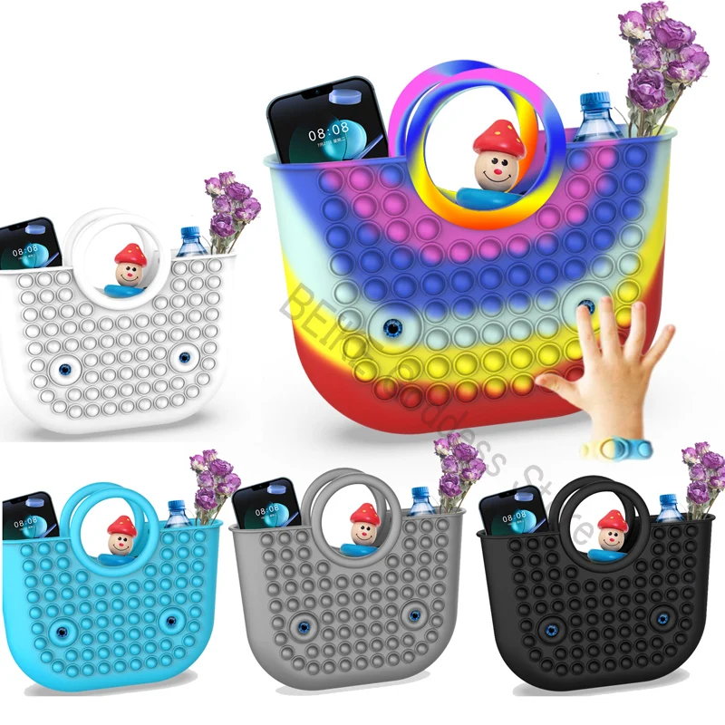 

Силиконовый кошелек для мелочи Pop It, мягкий, Сжимаемый, для канцелярских принадлежностей, с рисунком пузыри