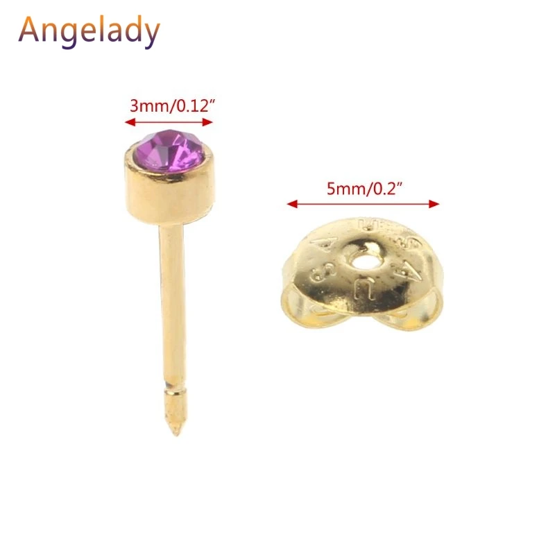 Серьги гвоздики золотистые гипоаллергенные Для Пирсинга Ушей 3 мм 12