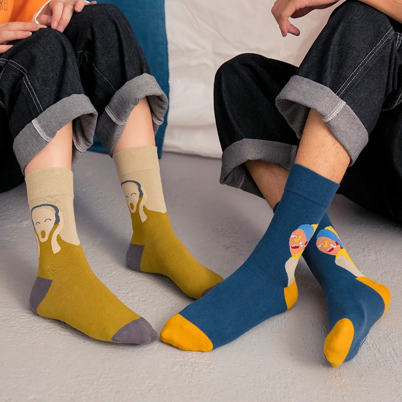 3 пар/упак. европейские размеры 36-44 унисекс с рисунком мужские носки Ван Гог