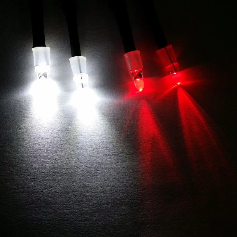 

4 Pcs 3Mm Model Car Headlights 2 LED Lights & 4PCS 1.9 Inch Rubber Tyre 1.9 Wheel Tires 108X40MM