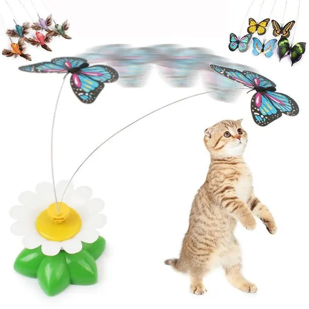 

Pet Cat Kitten Play Toy Rotating Cat Colorful Butterfly Bird Animal Shape Interactive Pet Dog Kitten Interactive Training