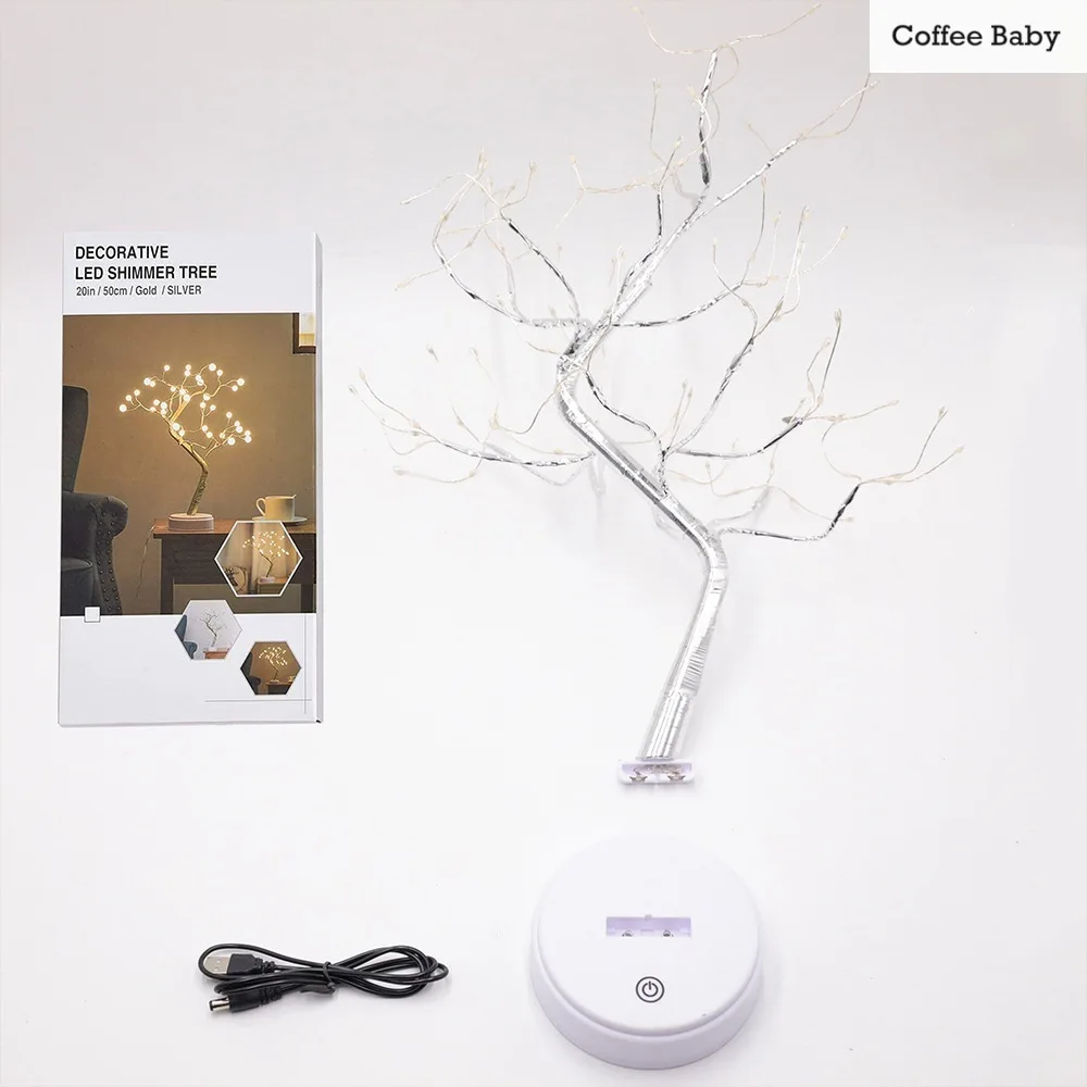 

Bonsai Tree Night Lights Led Copper Wire Rice Tree Lamp Starry Fairy Night Light for Family Holidays Reunion Wedding Decoration