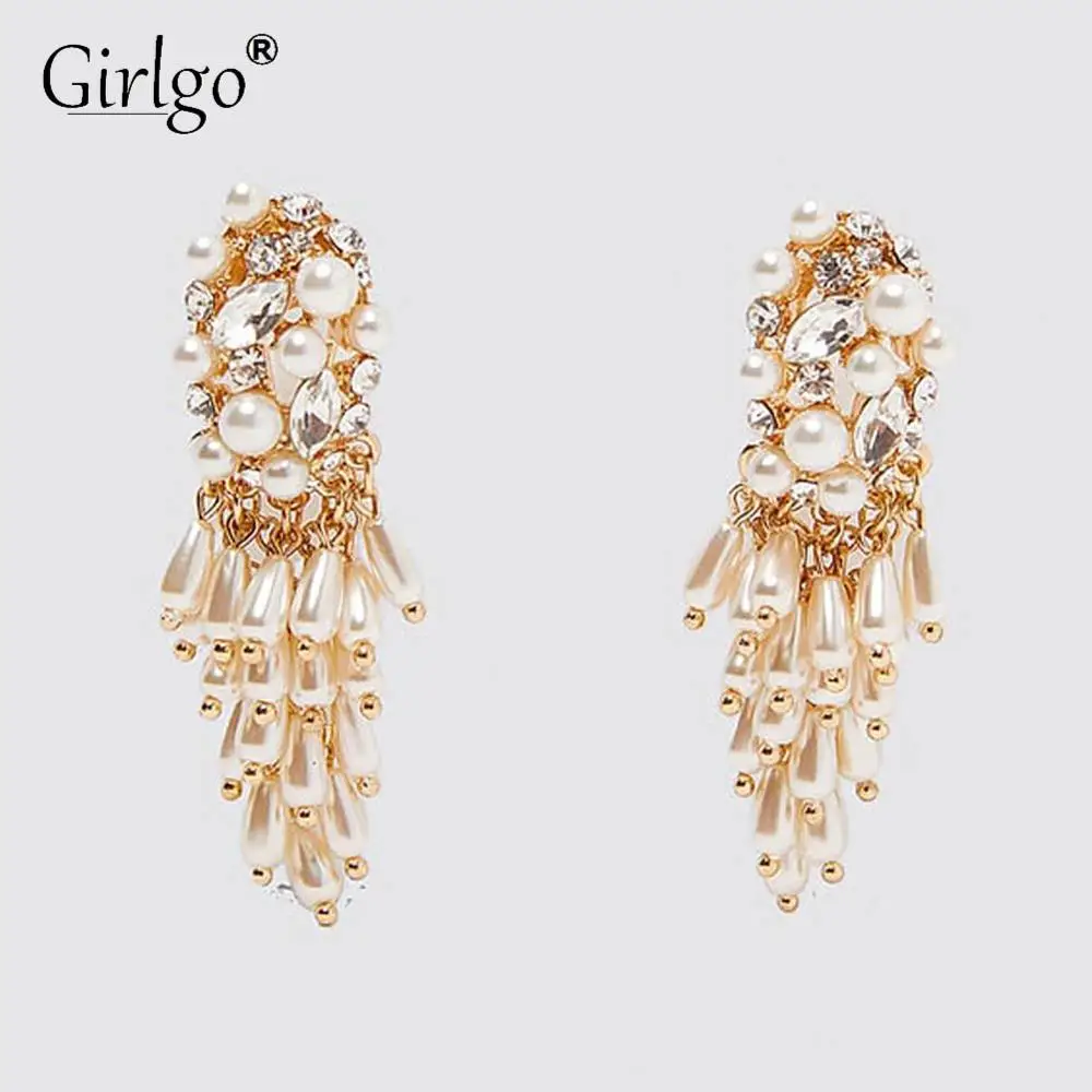 Женские серьги с бахромой Girlgo Винтажные золотистого цвета металлическим