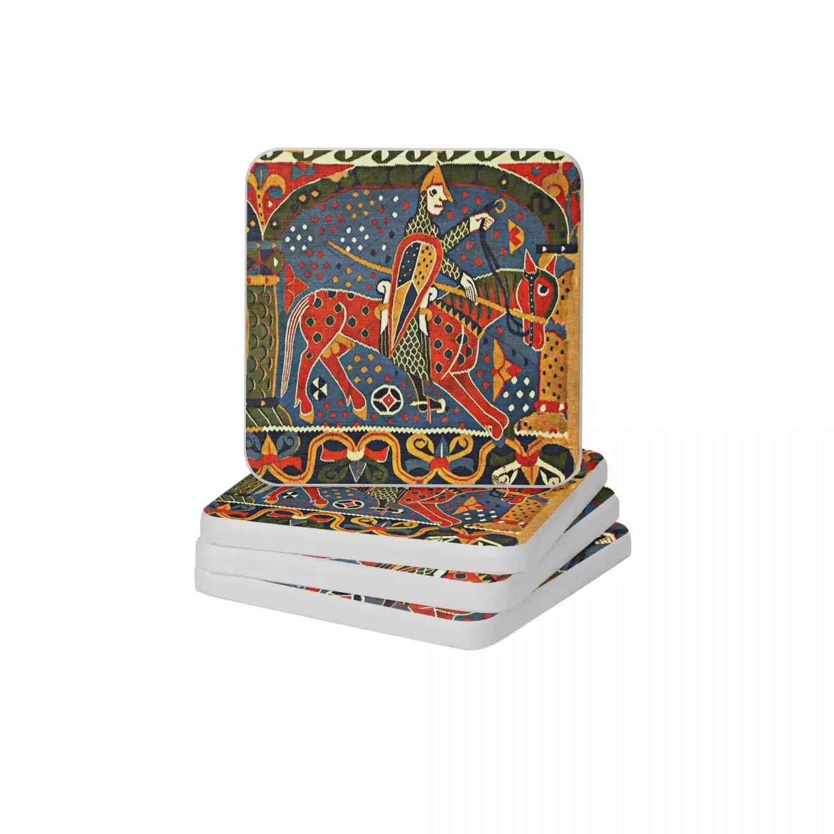 

NORWEGIAN BALDISHOL Medieval Knight Horseback Diatomaceous Earth Square Round Coaster Multifunction Cup Bonsai Mat Soap Pad 10