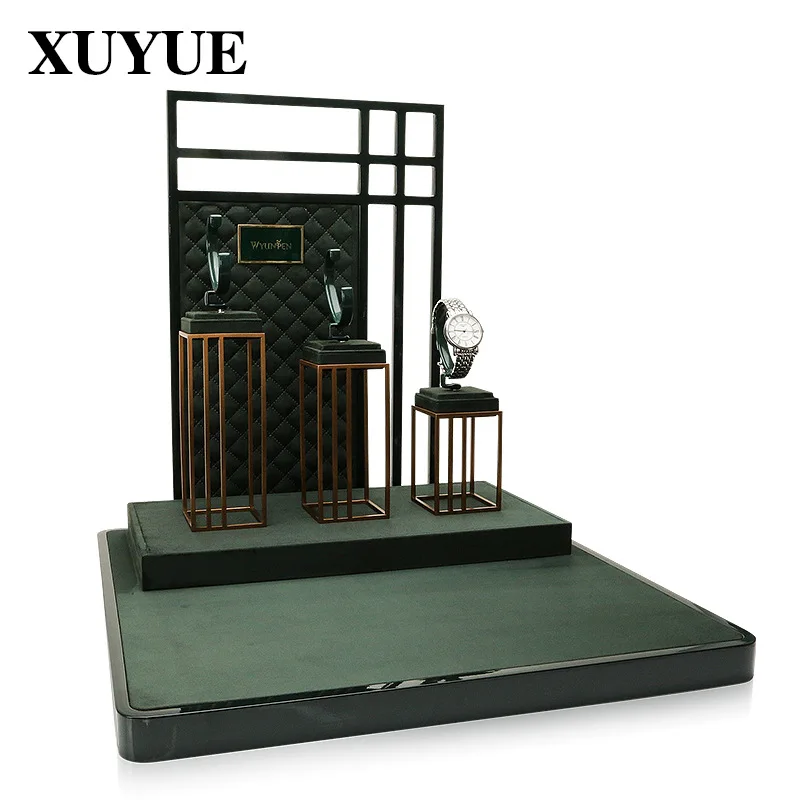 Jewelry display props, metal velvet leather window, watch holder, creative jewelry display shelf jewelry organizer