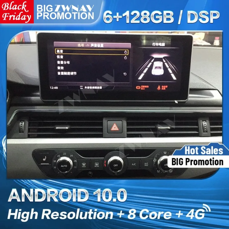 

4+128G Carplay Android 10 Screen For Audi A4L 2017 2018 2019 Radio Receiver Stereo Auto Audio Recorder GPS Navigation Head Unit