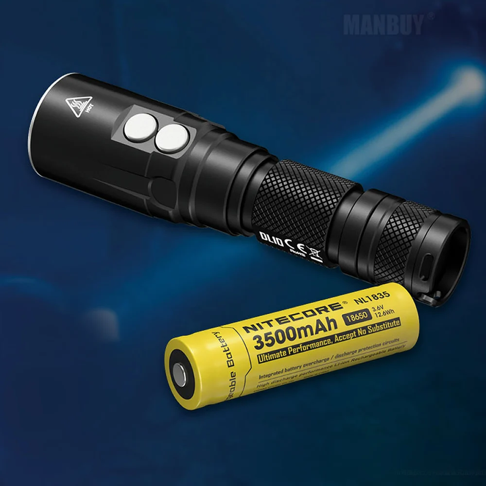 Лидер продаж светодиодный фсветильник Рик NITECORE DL10 для дайвинга 18650 лм CREE XP L HI V3