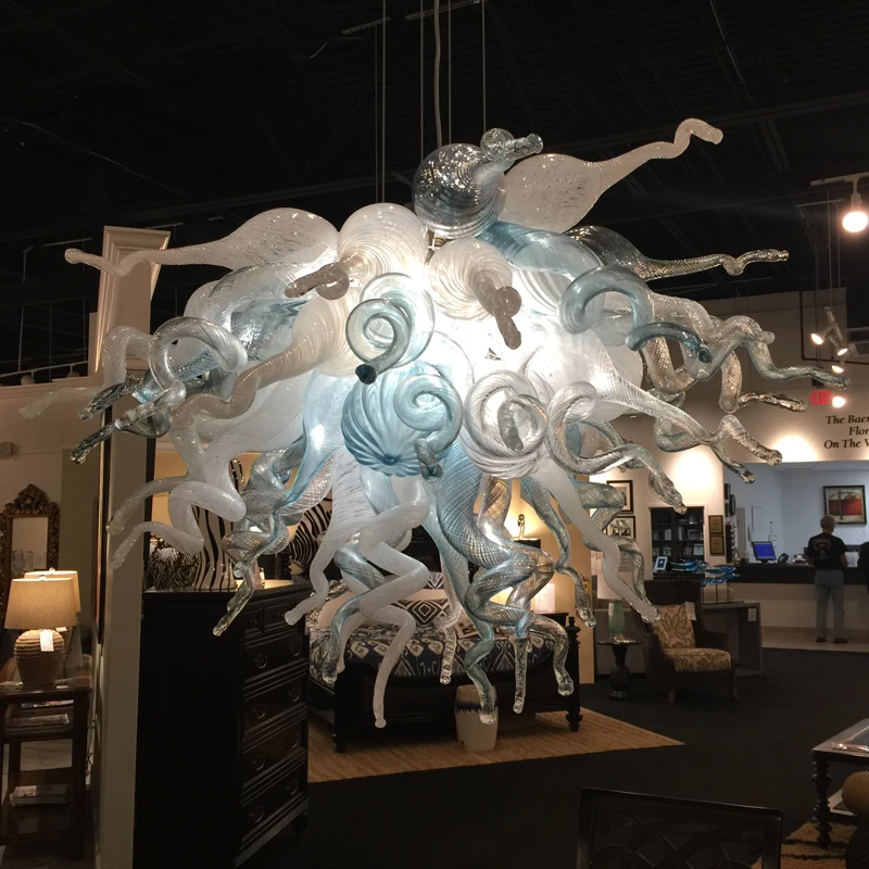 

Elegant Chandelier Home Decoration Energy Saving Light Source 24 Inch White Blue Small LED Murano Glass Crystal Chandeliers