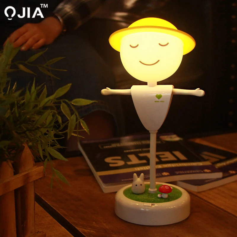 Led night light Scarecrow Rechargeable creative cute table lamp plug the bedroom bedside dream USB for baby feeding | Освещение
