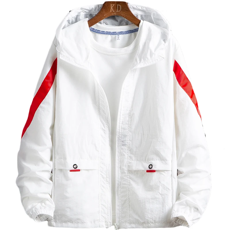 

2021 men's jacket thin coat youth summer self-cultivation sun protection clothing fashion trend casual hooded skin clothing