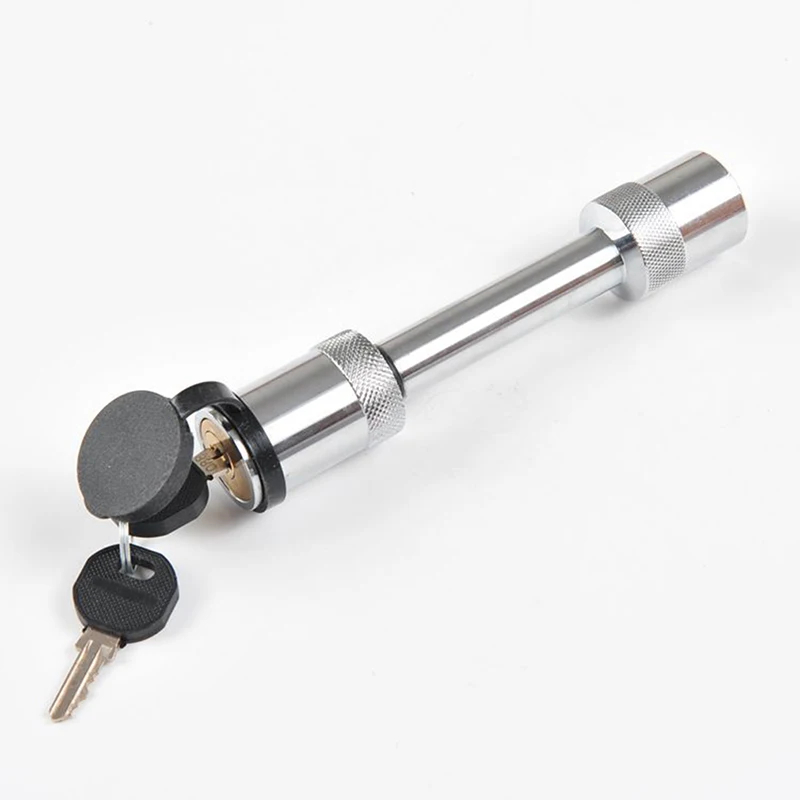 

Heavy Duty 5/8" Trailer Hitch Pin Lock Plum Blossom Lock Core 2 Keys & Rubber Cap for Class III, IV, V Hitch Receiver