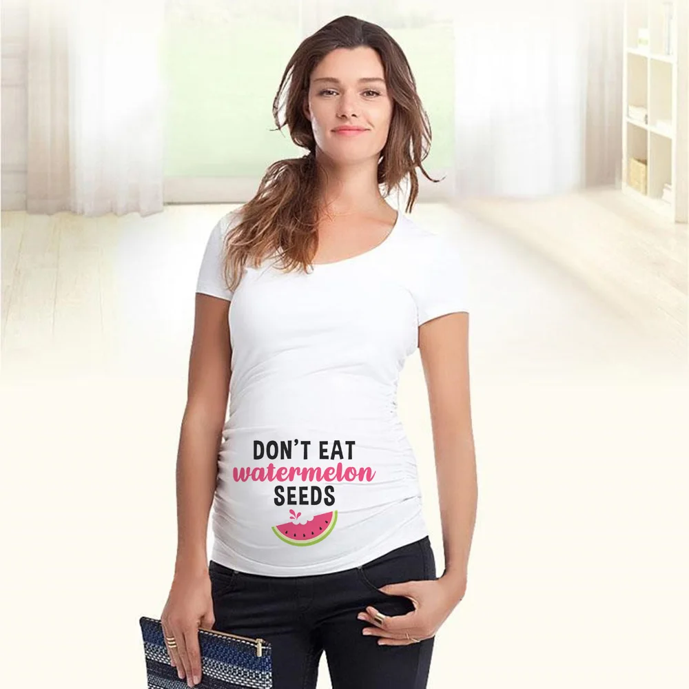 Новинка, летняя футболка для беременных с надписью Don't Eat arбуз, забавная Футболка для беременных - Цвет: P391-PSTWH-