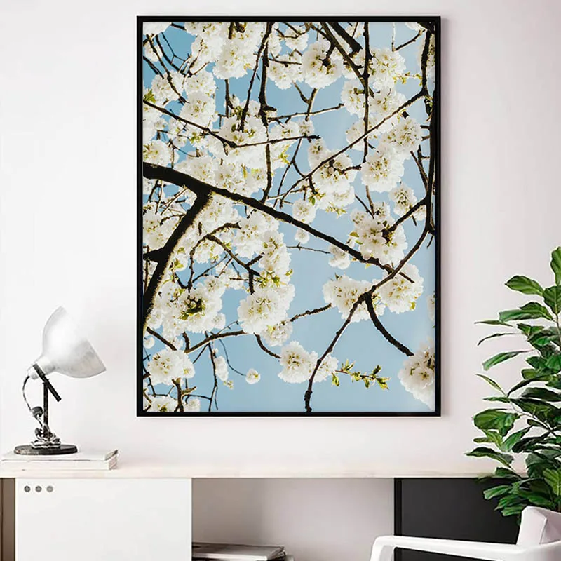 Розовый цветок стены искусства белый розовый Вишня Холст Картина Camellias Плакат