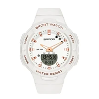 dual time zone sports military womens watches 5atm waterproof white fashion quartz watch for female clock relogio feminino